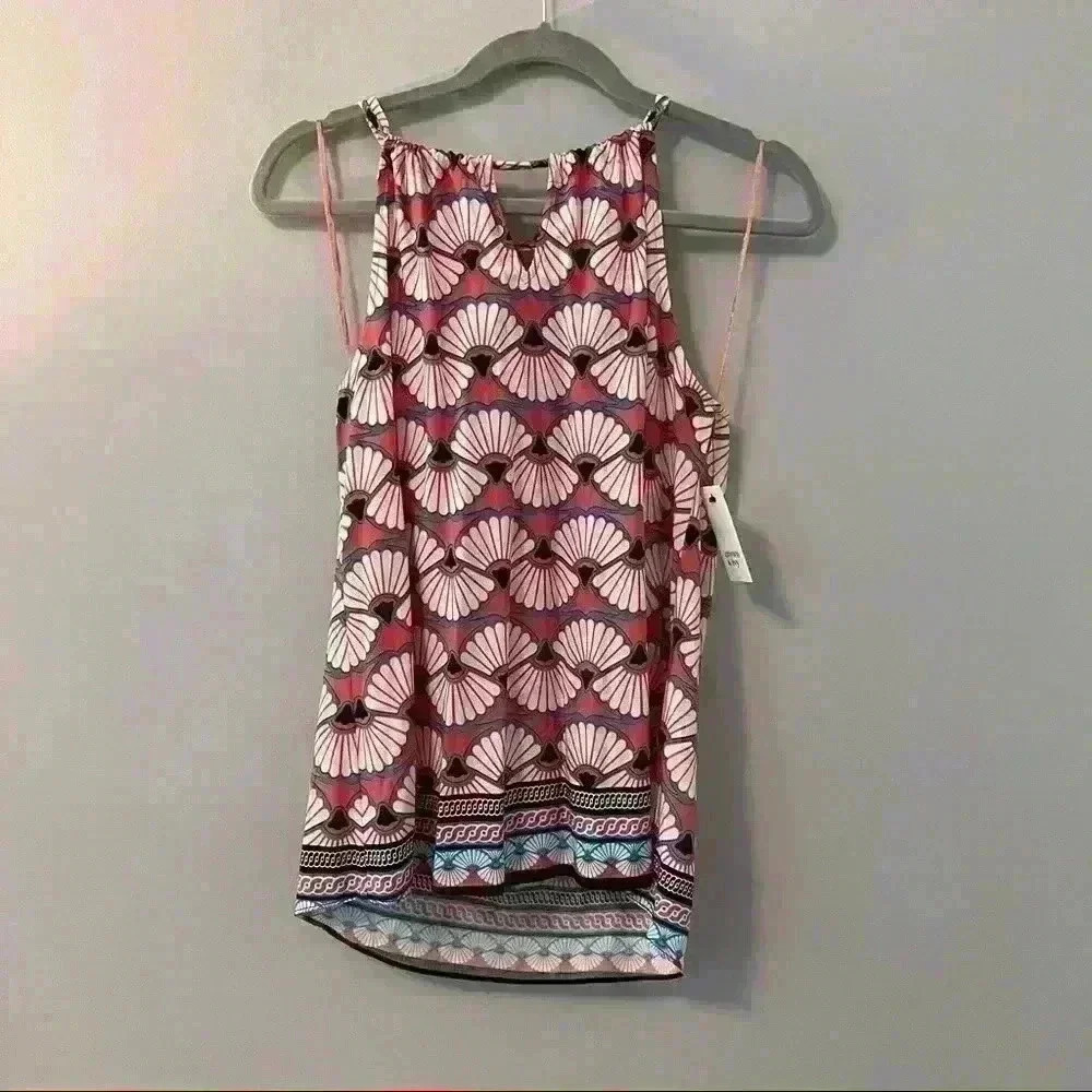 Crown & Ivy Sleeveless Adjustable Tie Neck Blouse NEW NWT Size XS